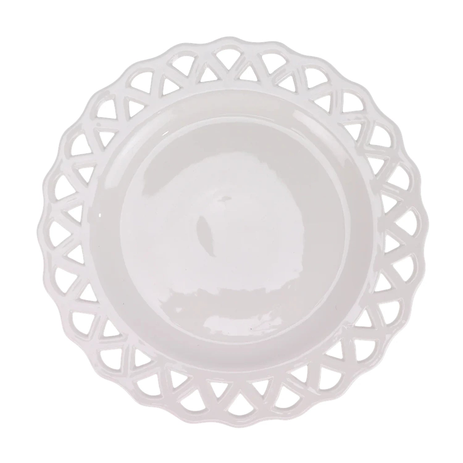 White Pierced Scalloped Charger