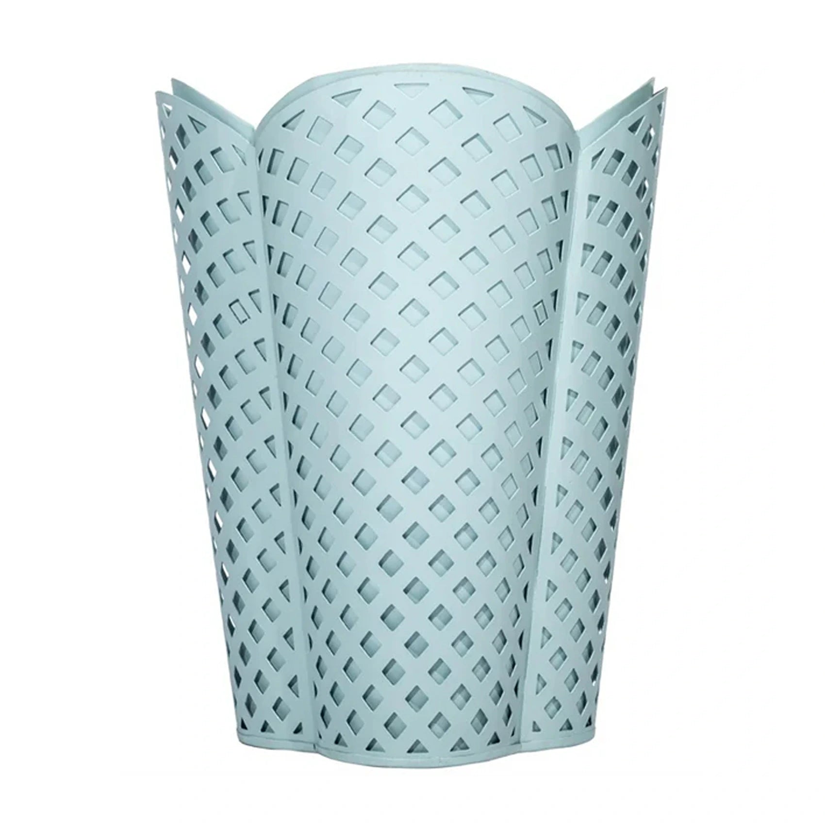 Slate Blue Lattice Wastepaper Basket & Tissue Holder