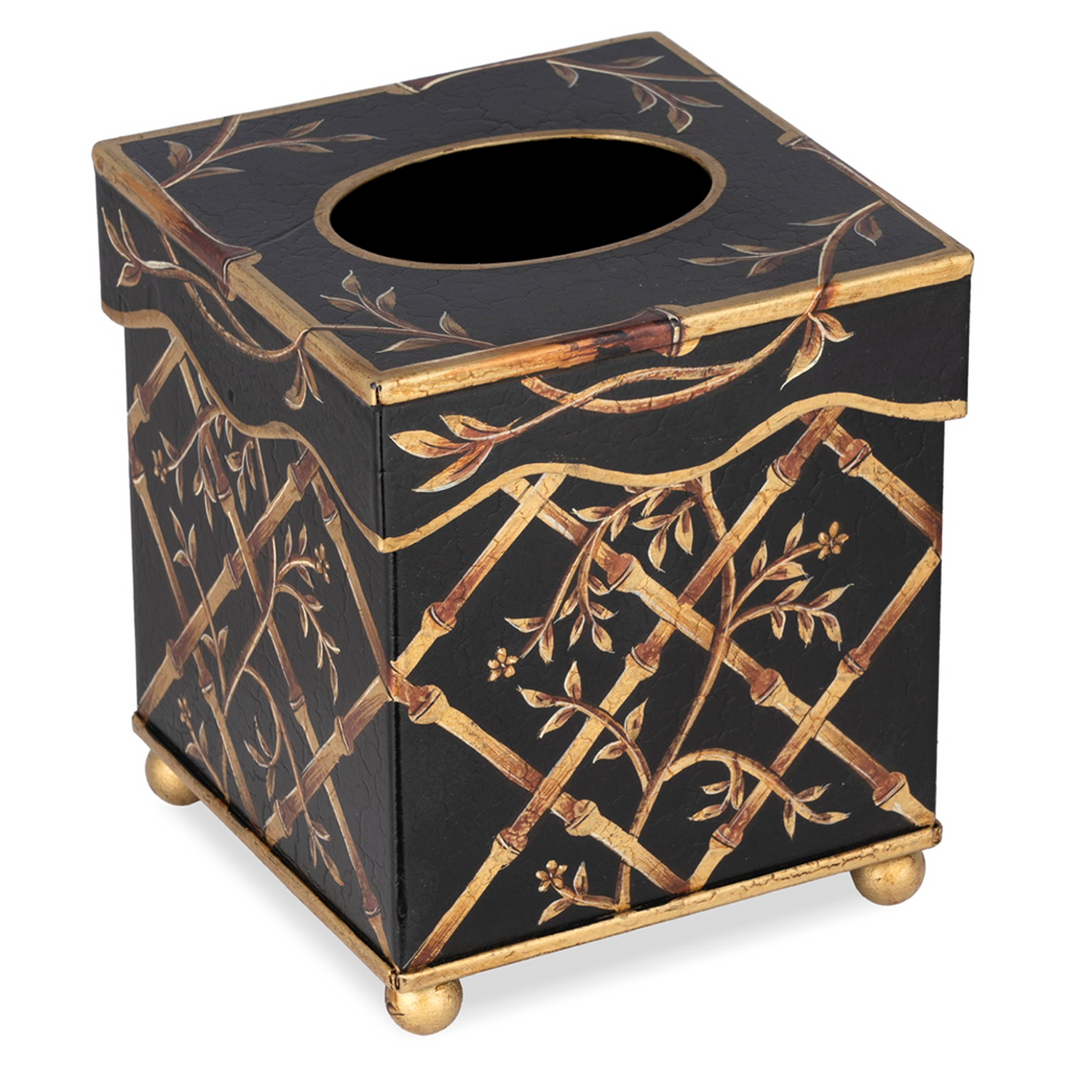 Black Bamboo & Floral Wastepaper Basket & Tissue (3 Options)