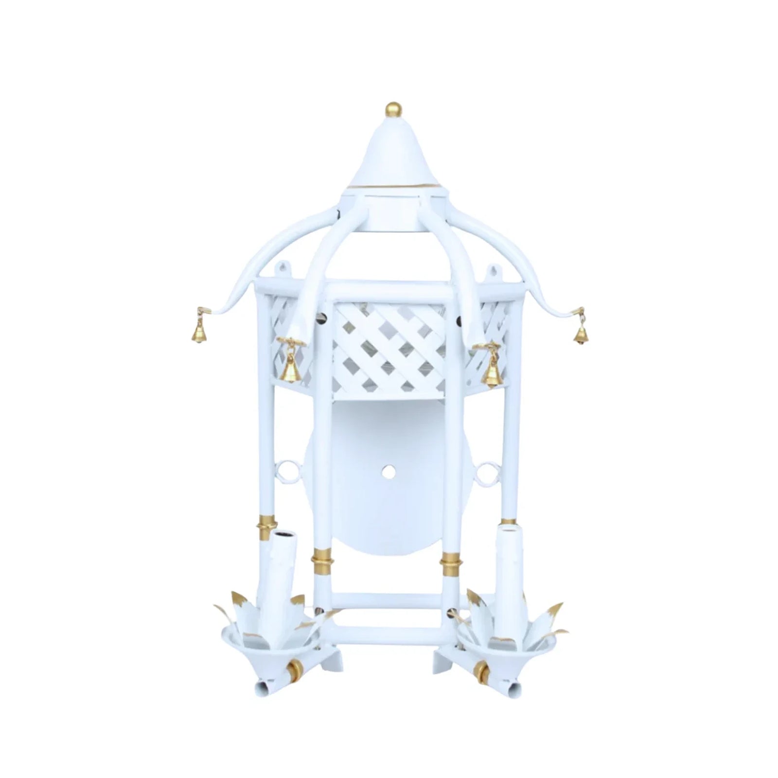 Pale Blue & Gold Lattice Pagoda Sconce
