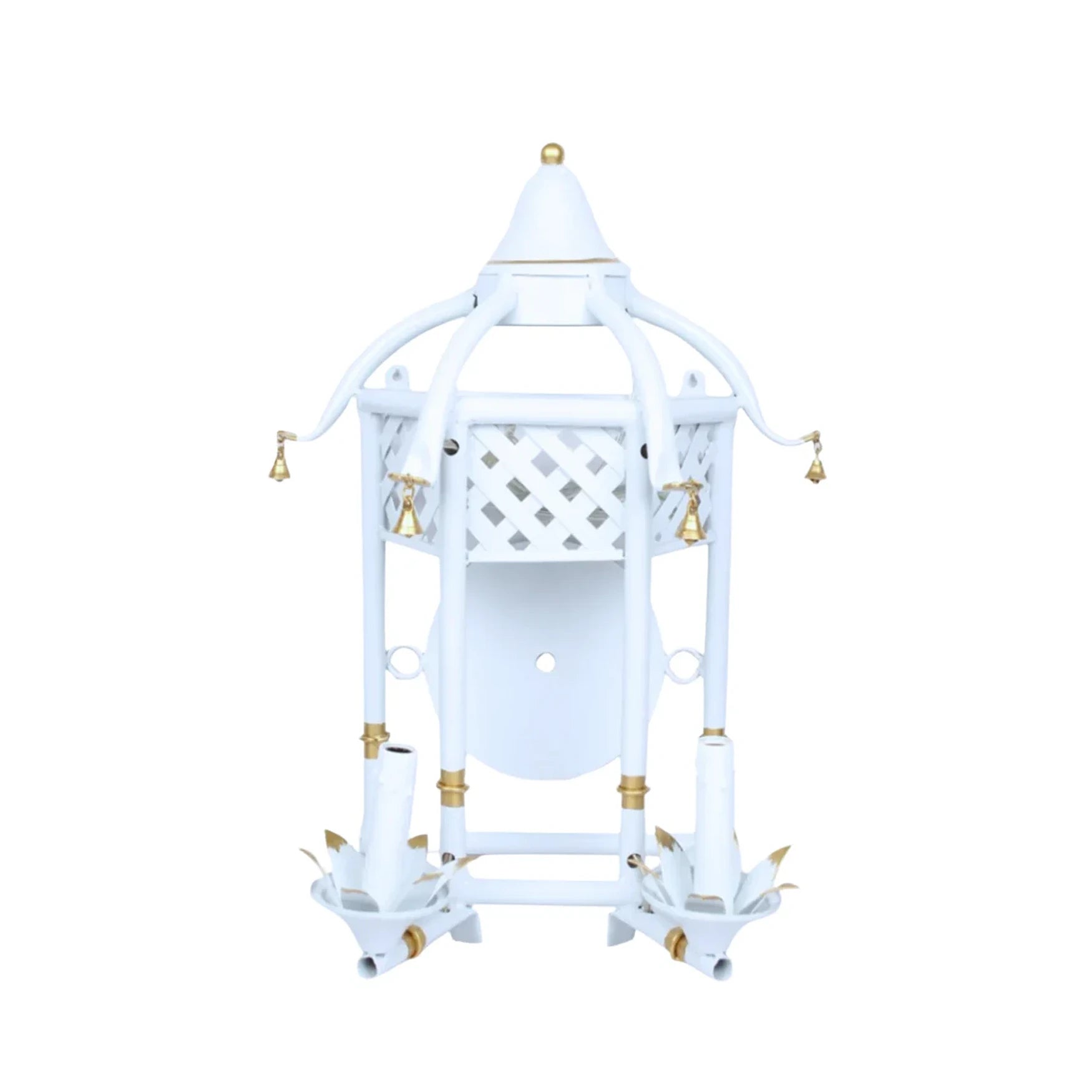 Pale Blue & Gold Lattice Pagoda Sconce