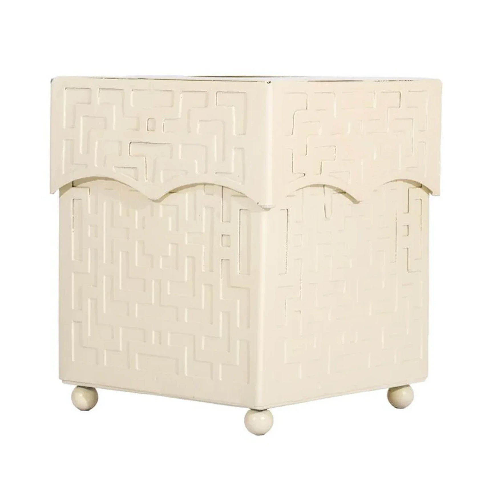 Cream Fretwork Wastepaper Basket & Tissue Holder