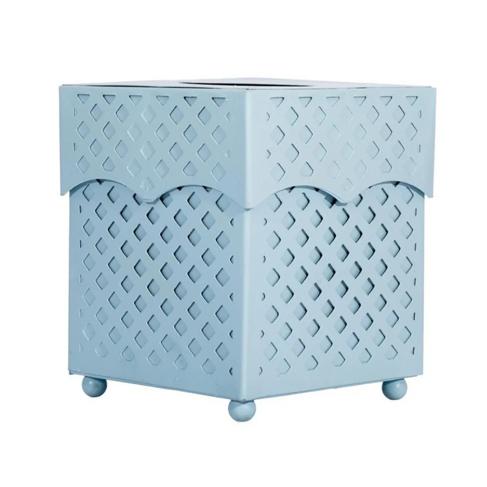 Slate Blue Lattice Wastepaper Basket & Tissue Holder
