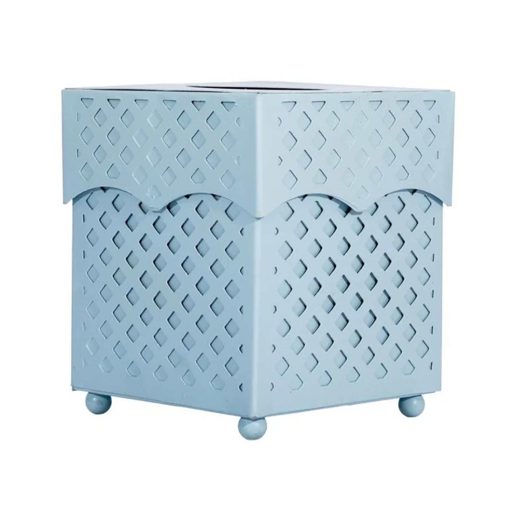Slate Blue Lattice Wastepaper Basket & Tissue Holder