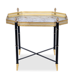 Pewter Octagon Tray with Black Table