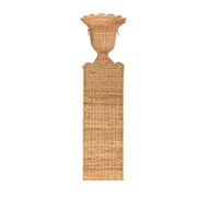 Square Scalloped Trim Wicker Urn and Pedestal