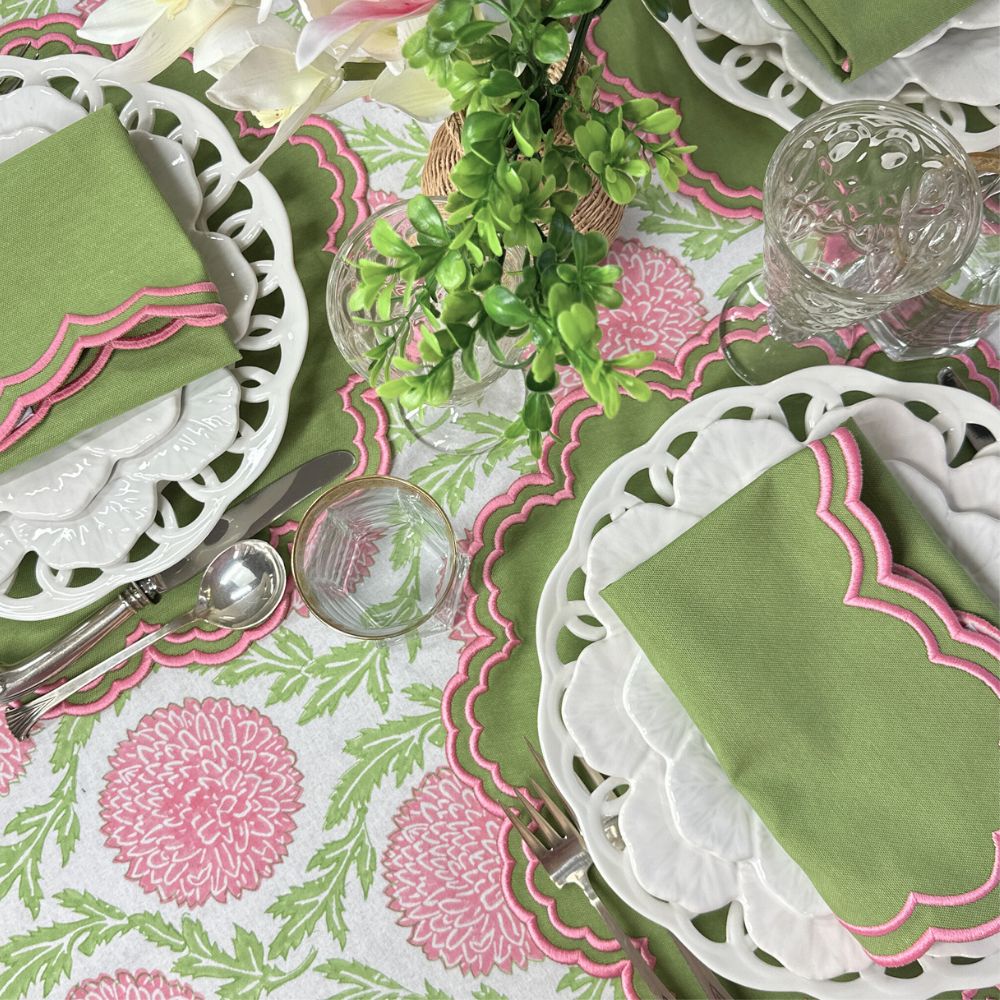Bettina Napkin - Green & Pink (Set of 4)
