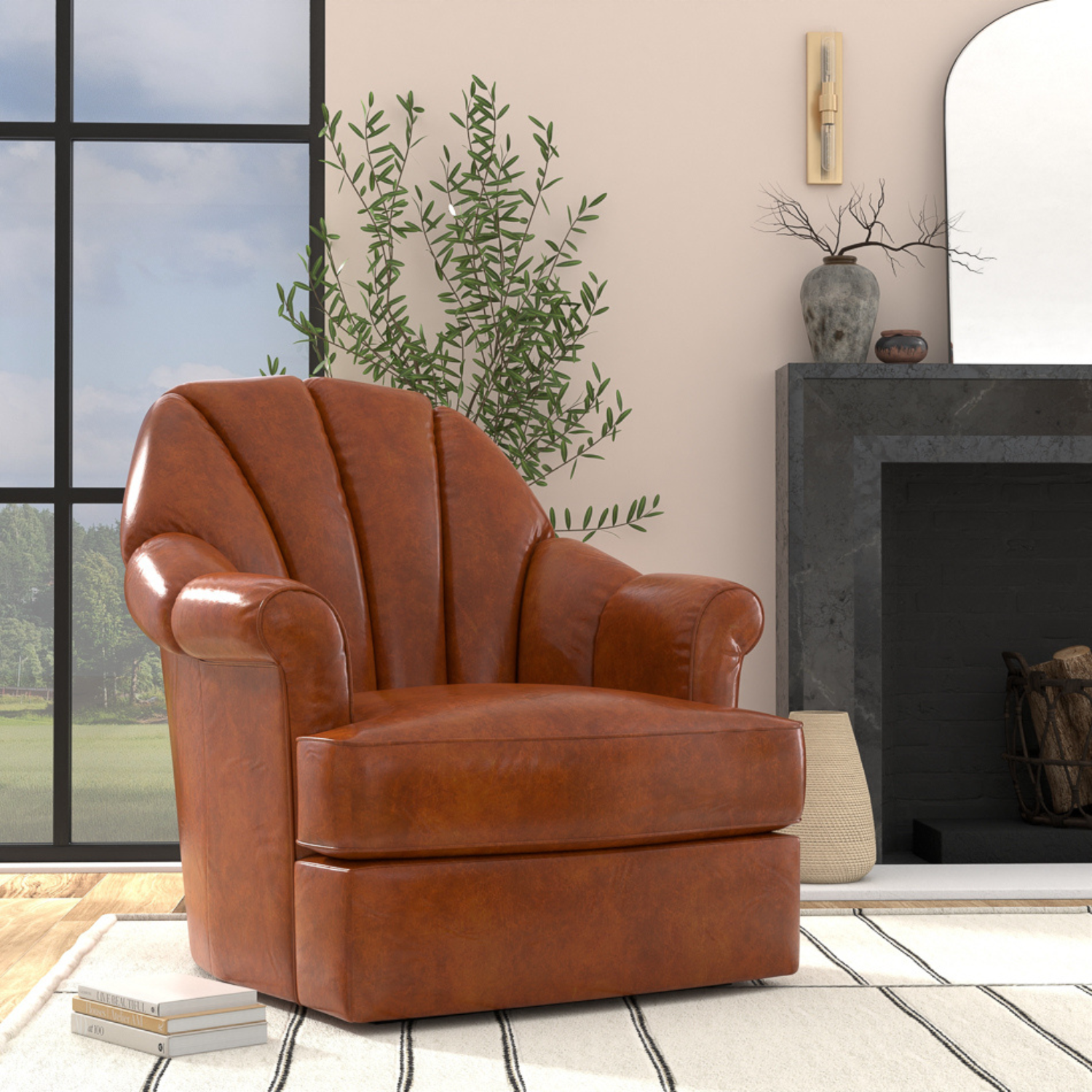 Scoth Swivel Chair - Distilled Leather
