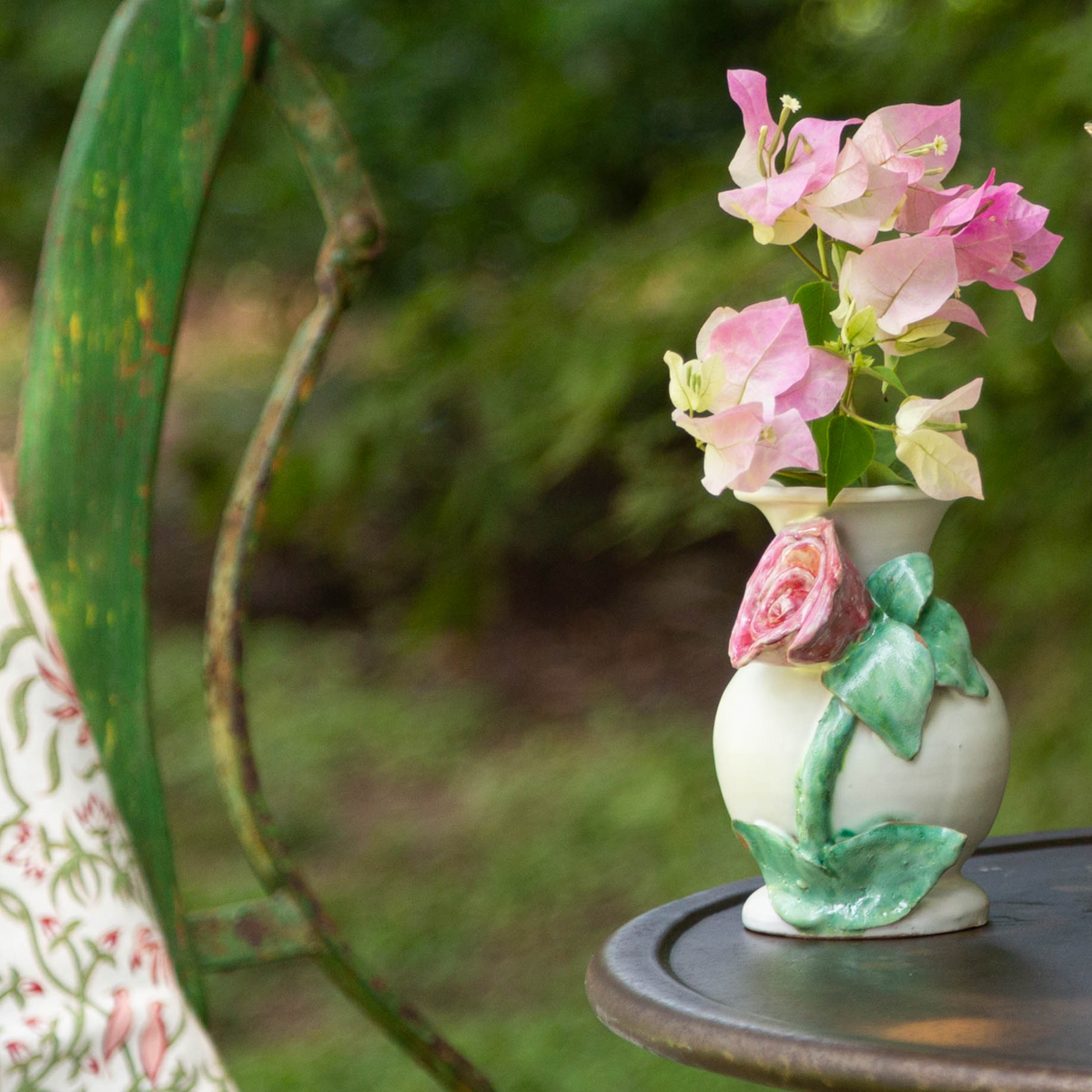Small White Vase with Pink Rose