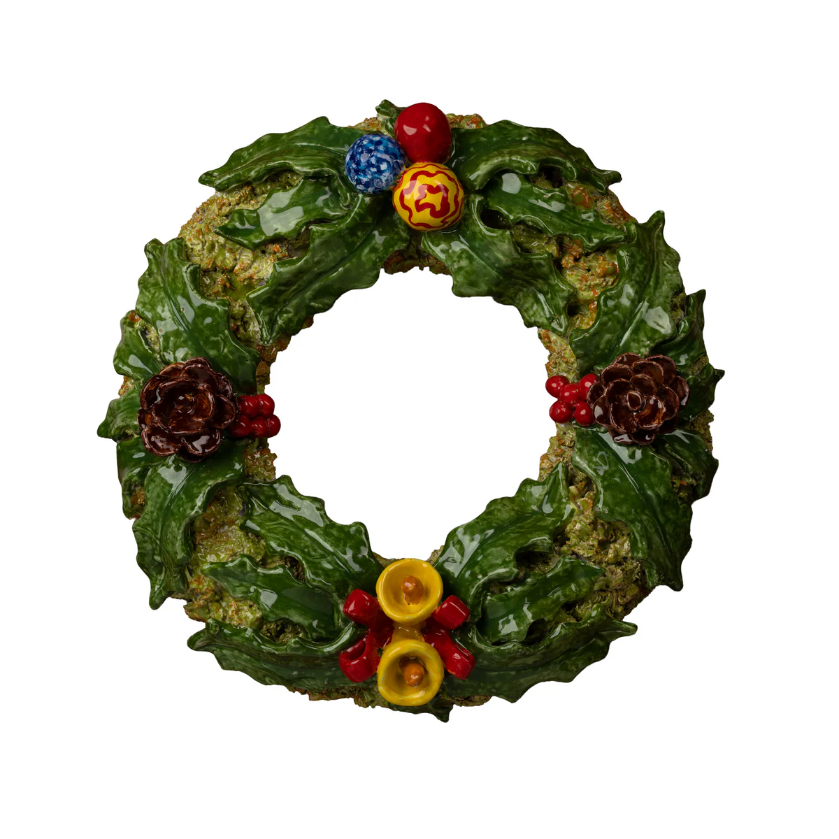 Holly Wreath: Pinecones & Bells