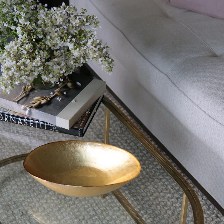 GLASS New Orleans Medium Oval Foil Leafing Bowl (Gold)