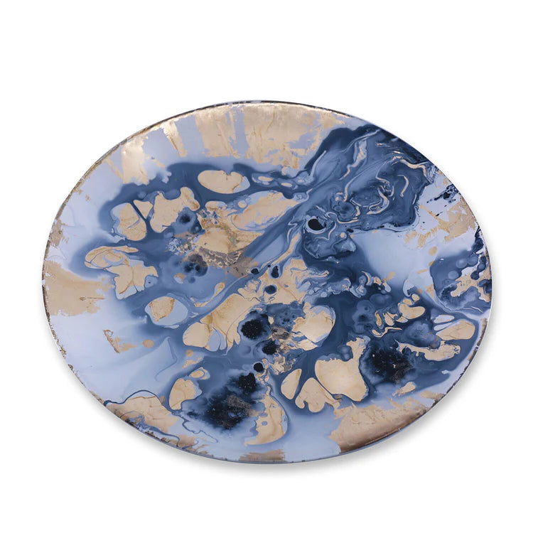 GLASS New
Orleans Large Round
Painted Platter (Blue & Gold)