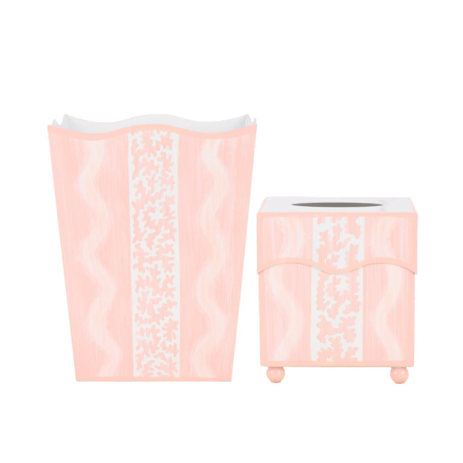 Pink Ikat Wastepaper Basket & Tissue