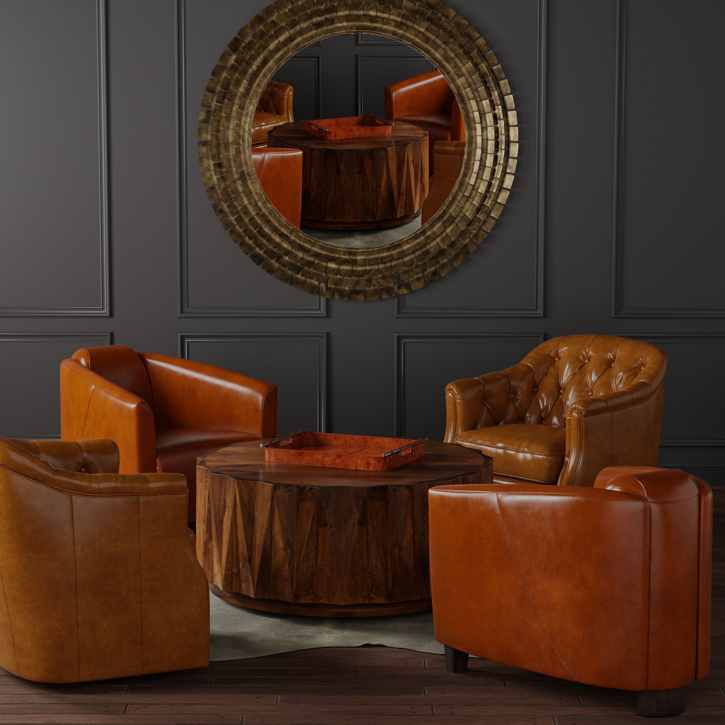 Coolidge Leather Swivel Chair - Cuba Brown