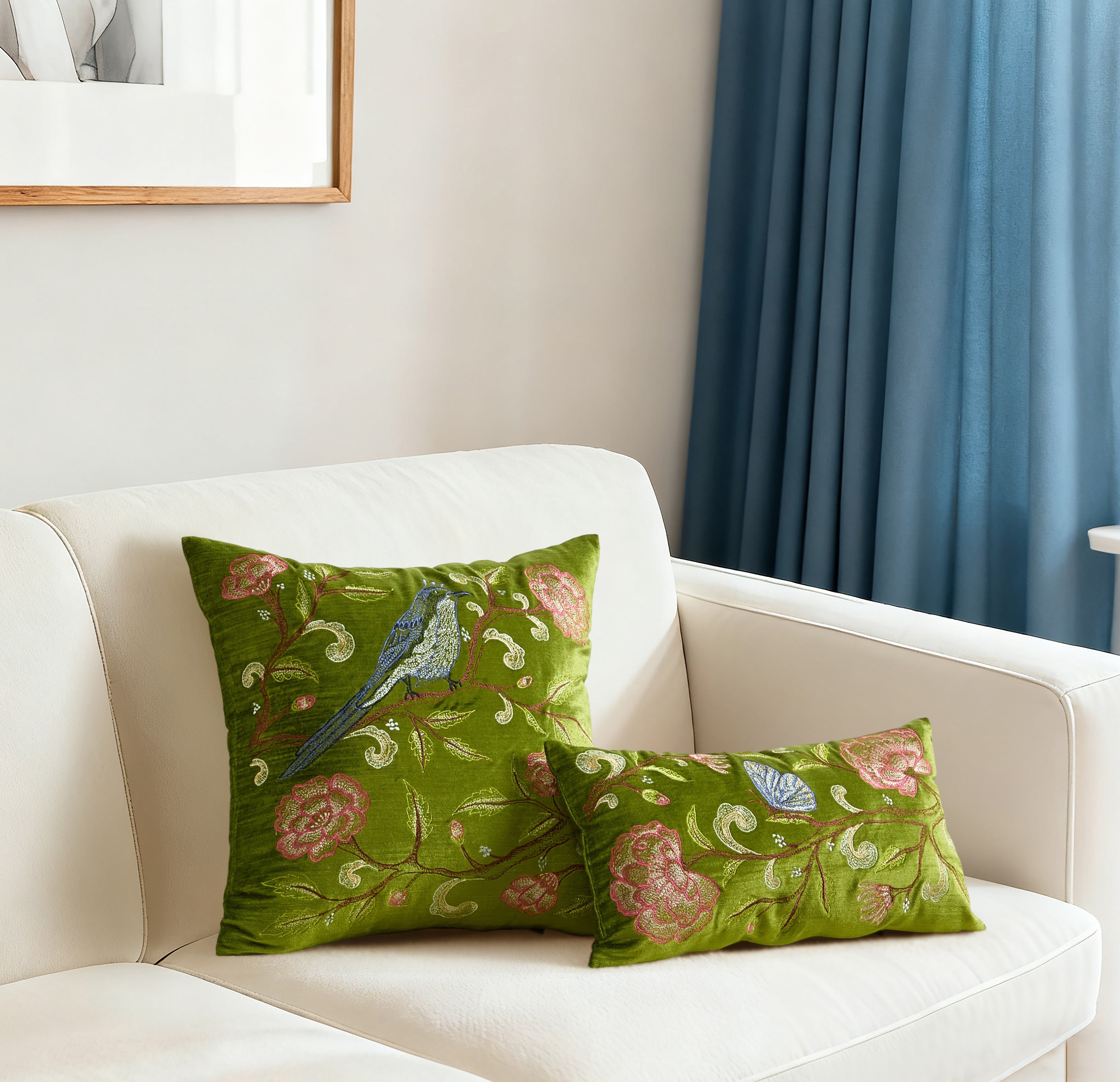 Oriental Spring Butterfly EMB Pillow