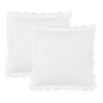 Scallop Frame Embroidered Cotton Percale Euro Sham Pair