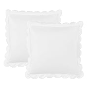 Scallop Frame Embroidered Cotton Percale Euro Sham Pair
