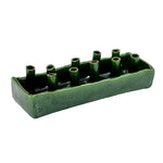 Ceramic Boat Tulipiere, Green, 10-Hole