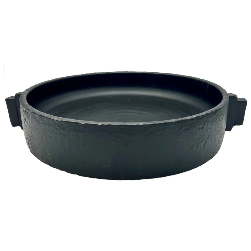 Domino Hammered Bowl w/ Handles, Black