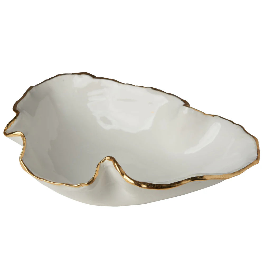 Atelier Free Form Bowl, White/Gold Trim
