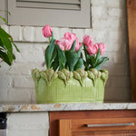Les Fleur Oval Centerpiece, Green, Medium