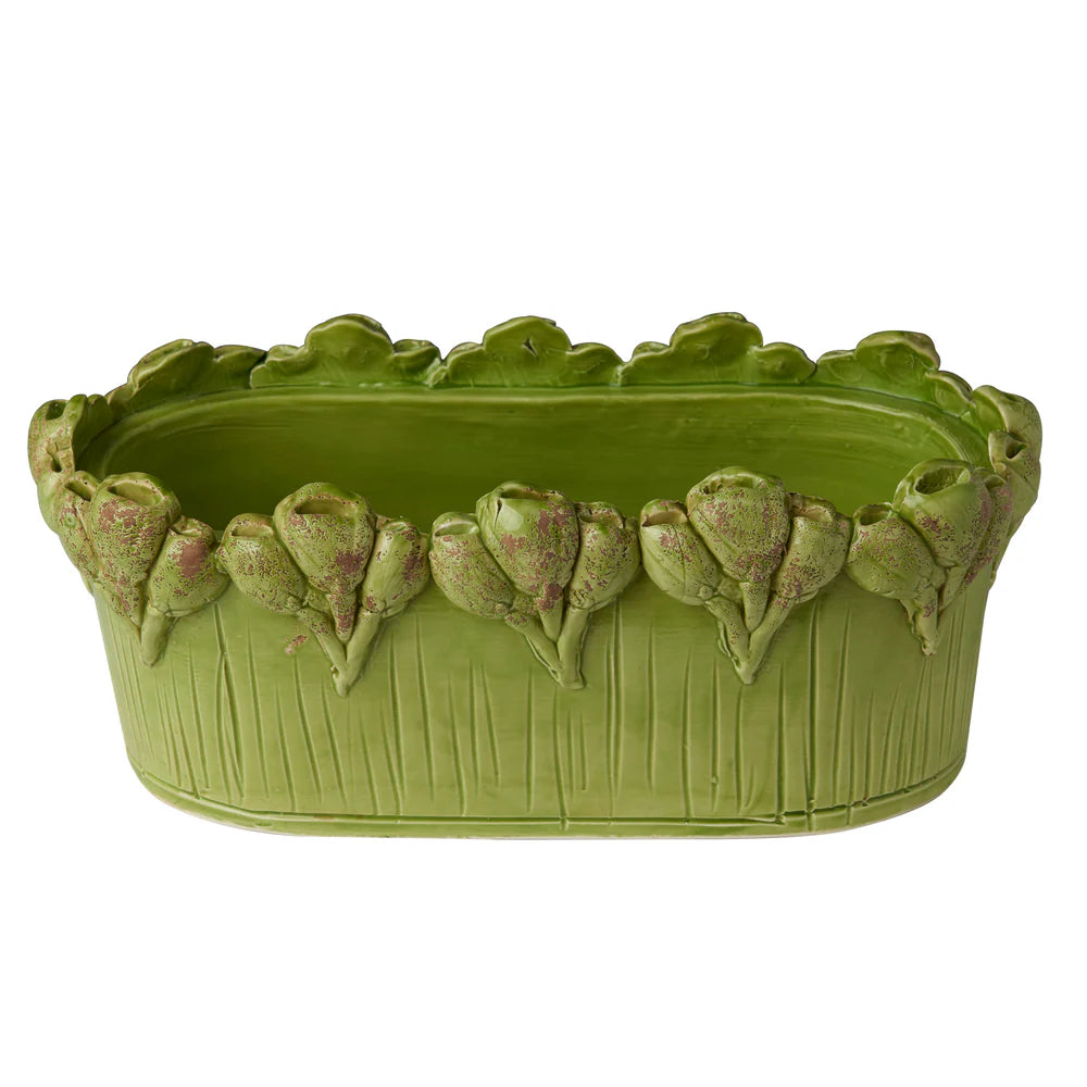 Les Fleur Oval Centerpiece, Green, Medium