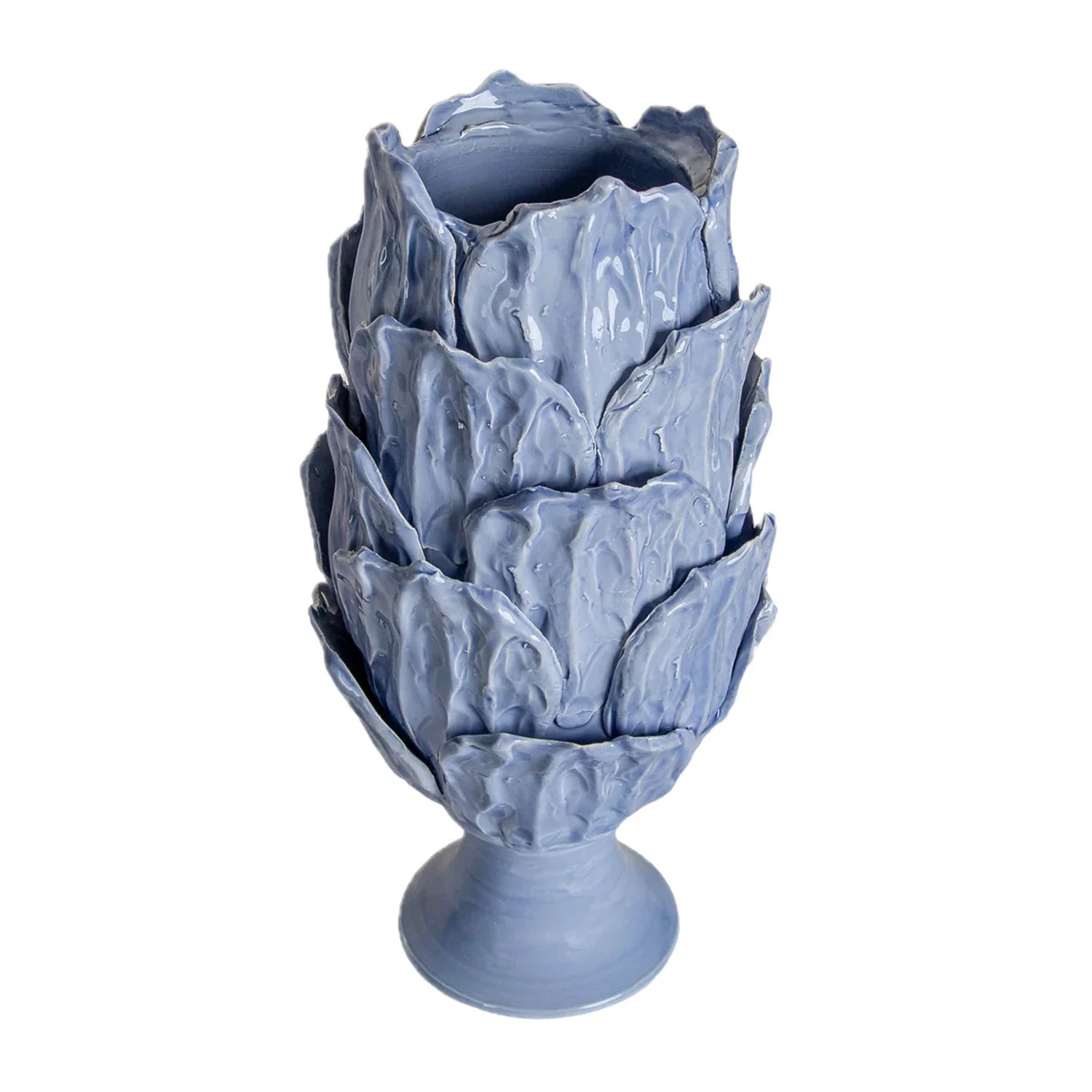 Foliage Footed Vase, Periwinkle