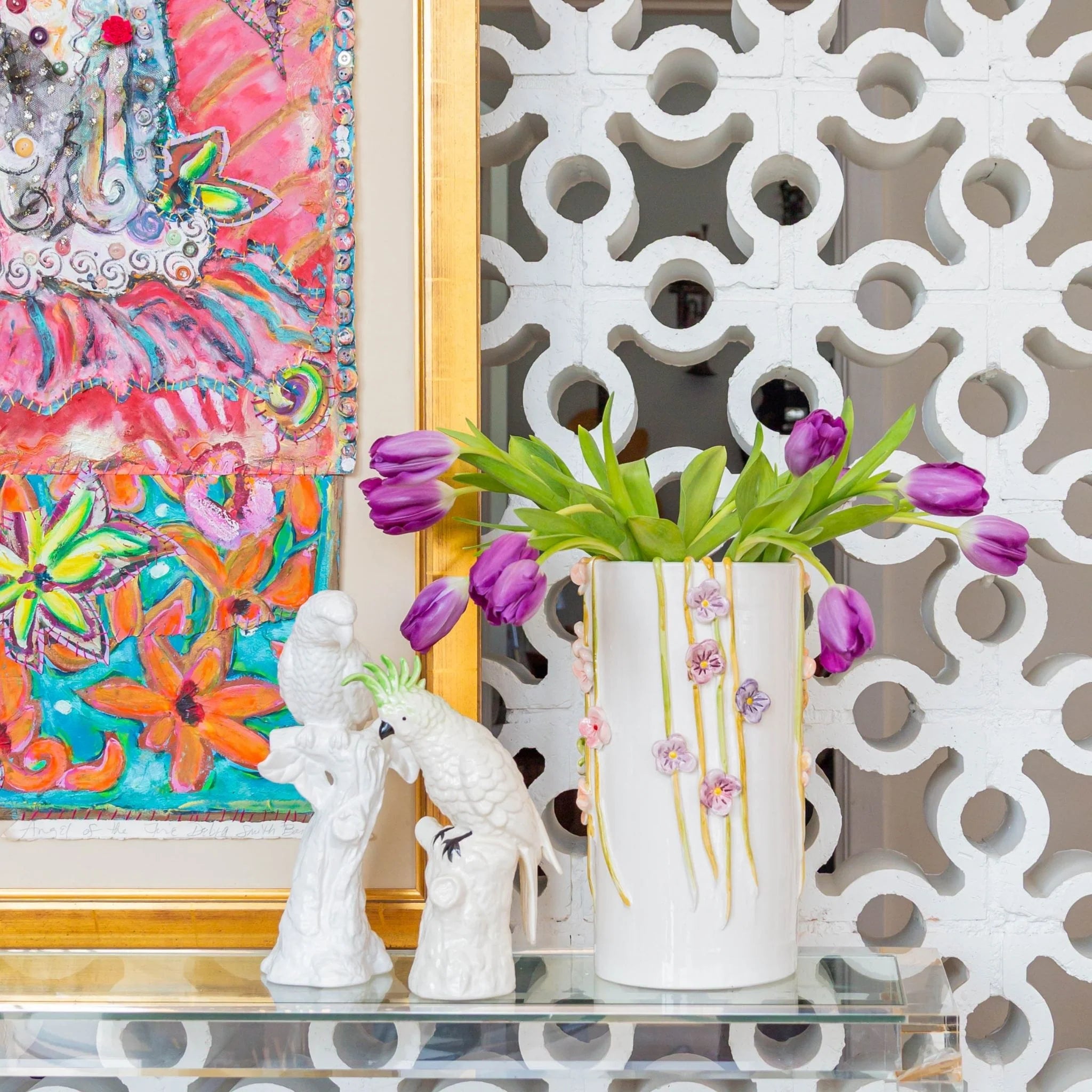 Colorful Vase with Painted Wildflowers