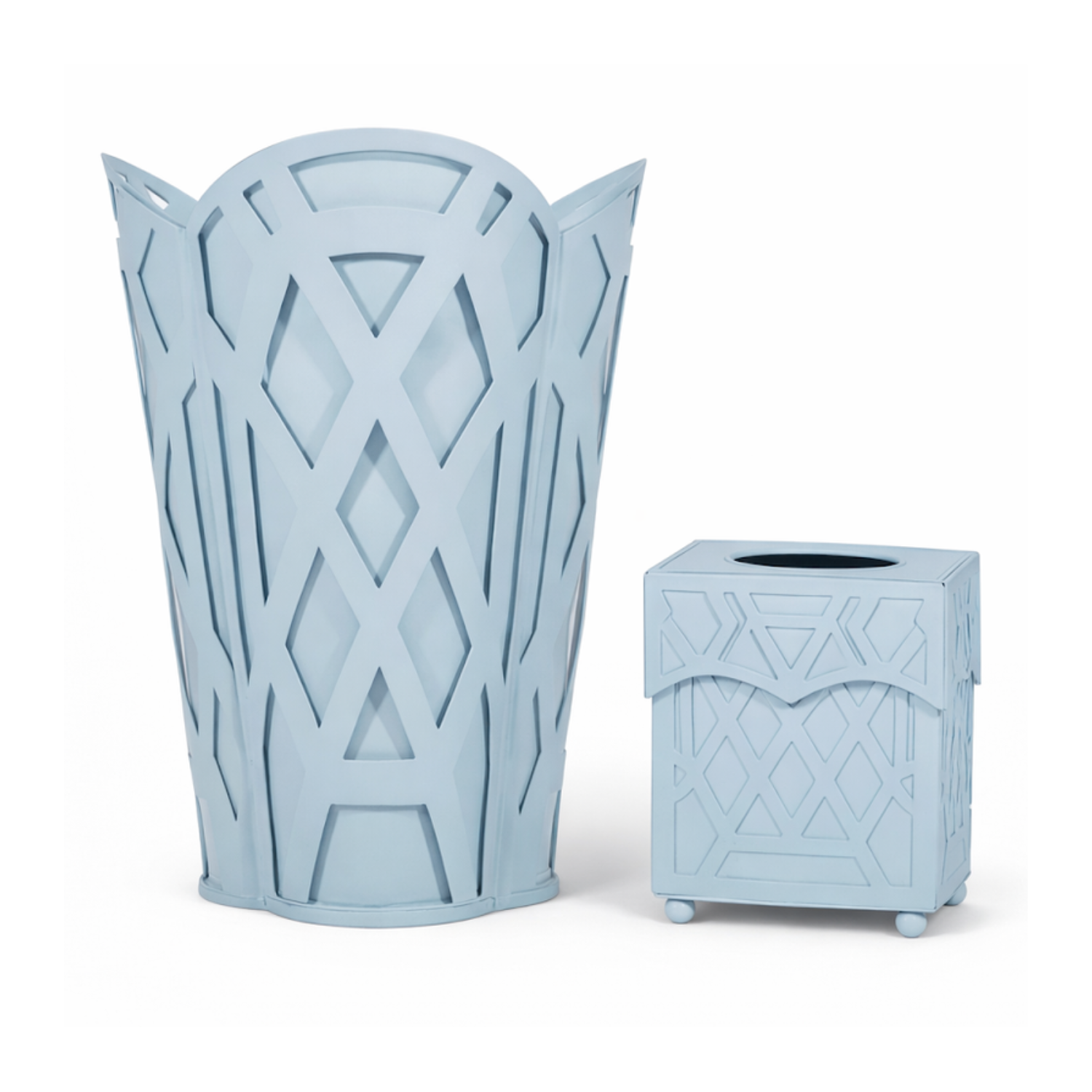 Slate Blue Chippendale Wastepaper Basket & Tissue (3 Options)