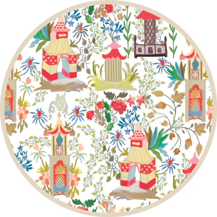 VIDA Pagoda Reversible 15.5" Round Placemats Set of 4 (Neutral)