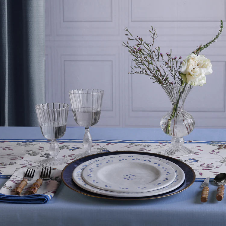 VIDA Sienna 9.25" Salad Plate Set of 4 (White and Blue)