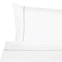 Twin (Fitted Sheet 39x75+18'' + Flat Sheet 75x112'' + 1 Standard Pillowcase 20x30'') / White/Grey