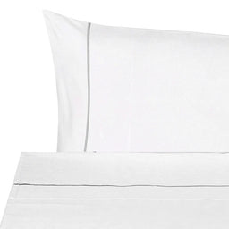 Twin (Fitted Sheet 39x75+18'' + Flat Sheet 75x112'' + 1 Standard Pillowcase 20x30'') / White/Silver