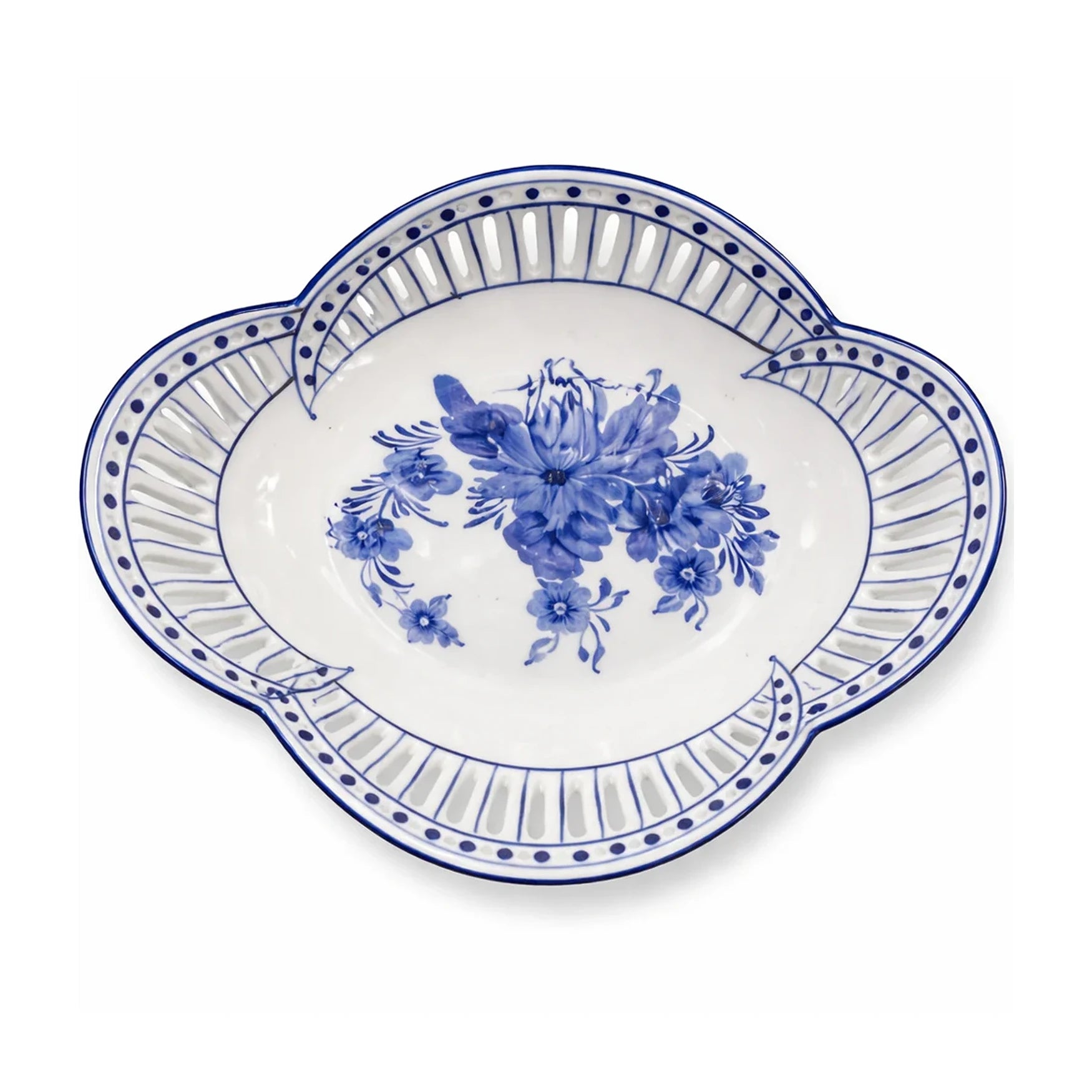Scalloped Floral Pierced Pedestal Bowl