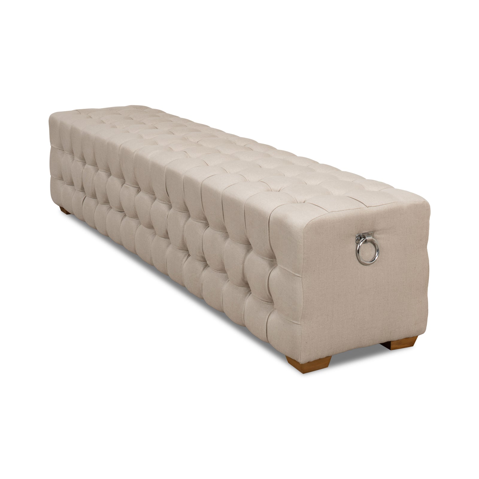 "Beam" Bench  Tufted Beige Linen