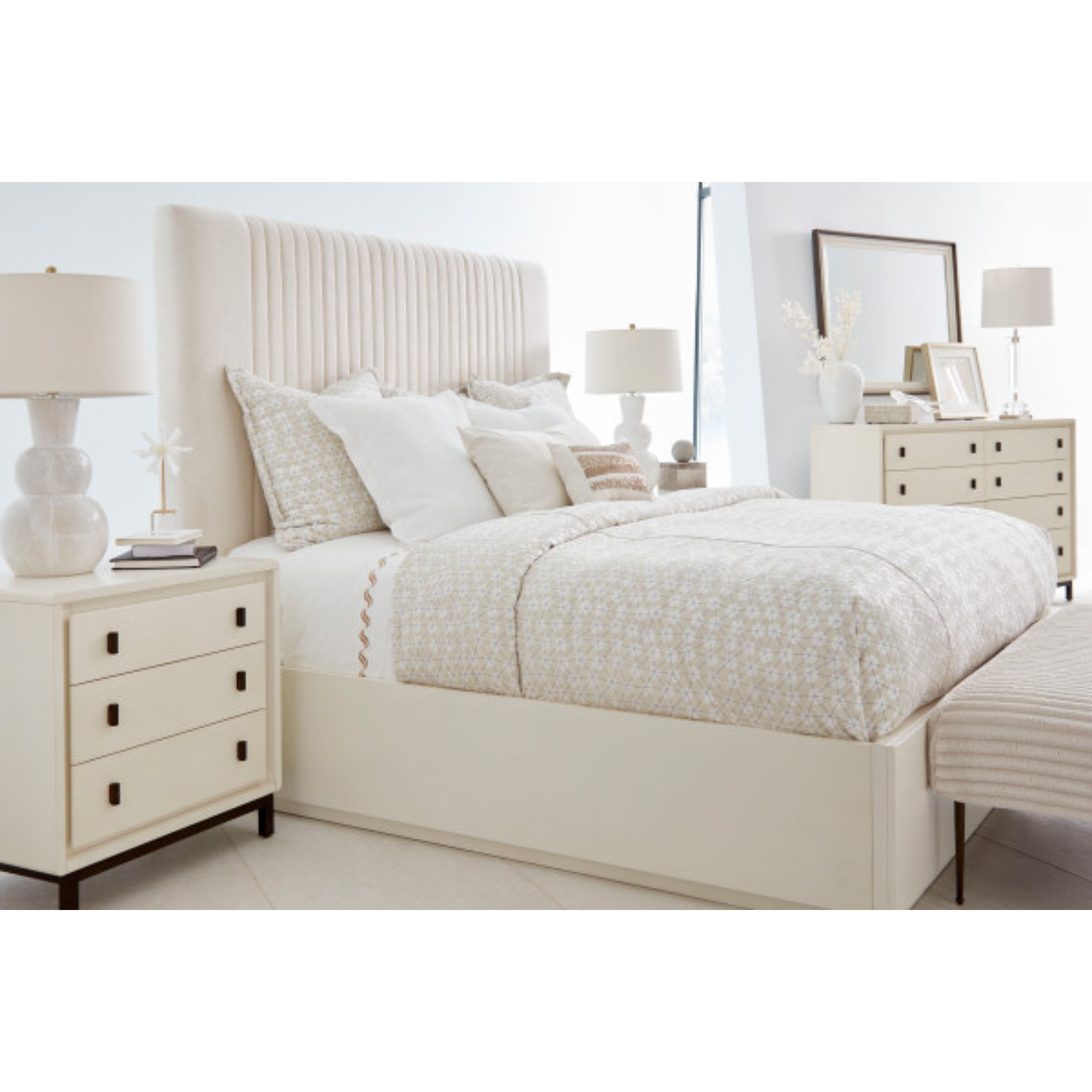 Blanc King Upholstered Panel Bed