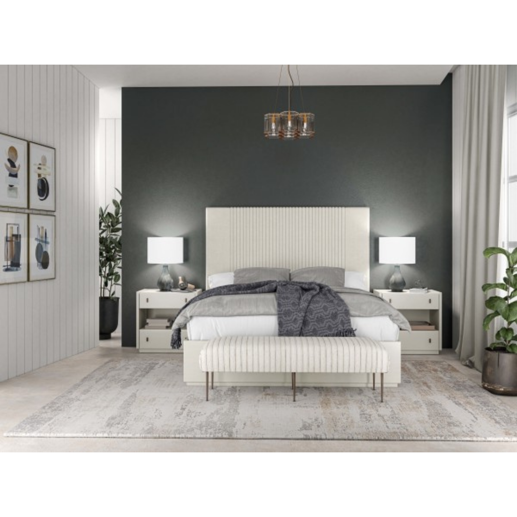 Blanc King Upholstered Panel Bed