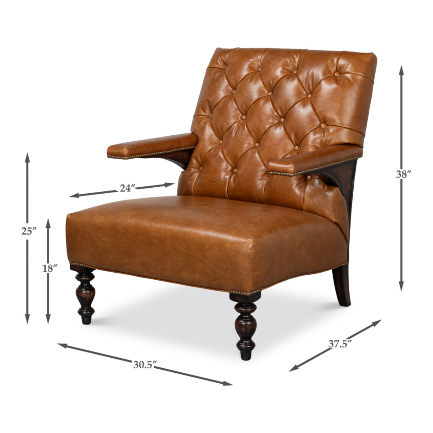 Dawson Distilled Leather Chair, Cuba Brown