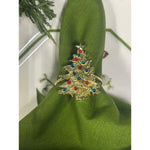 Red & Blue Light Christmas Tree Set of 4 Napkin Ring