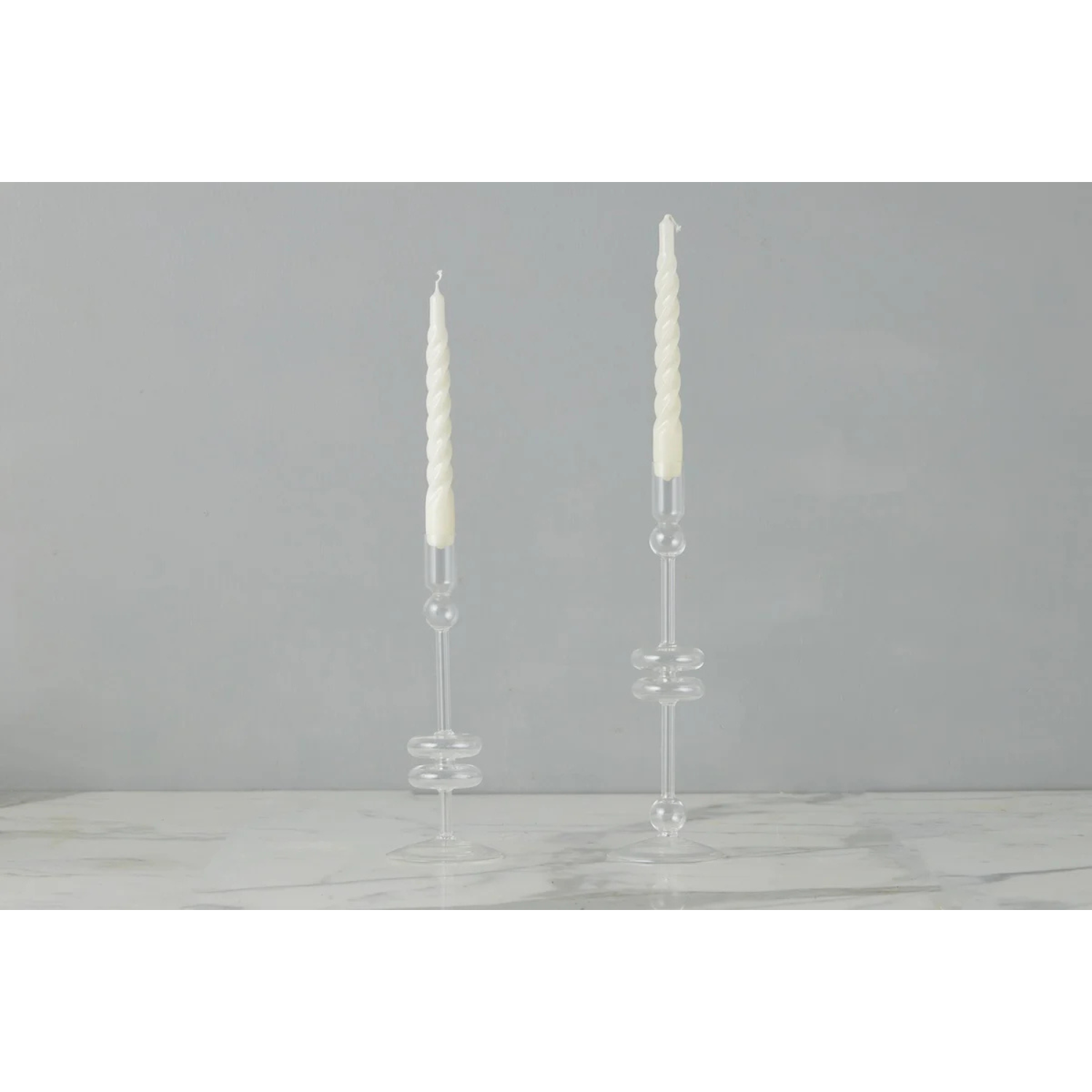 Clear Glass Candlestick Pairs