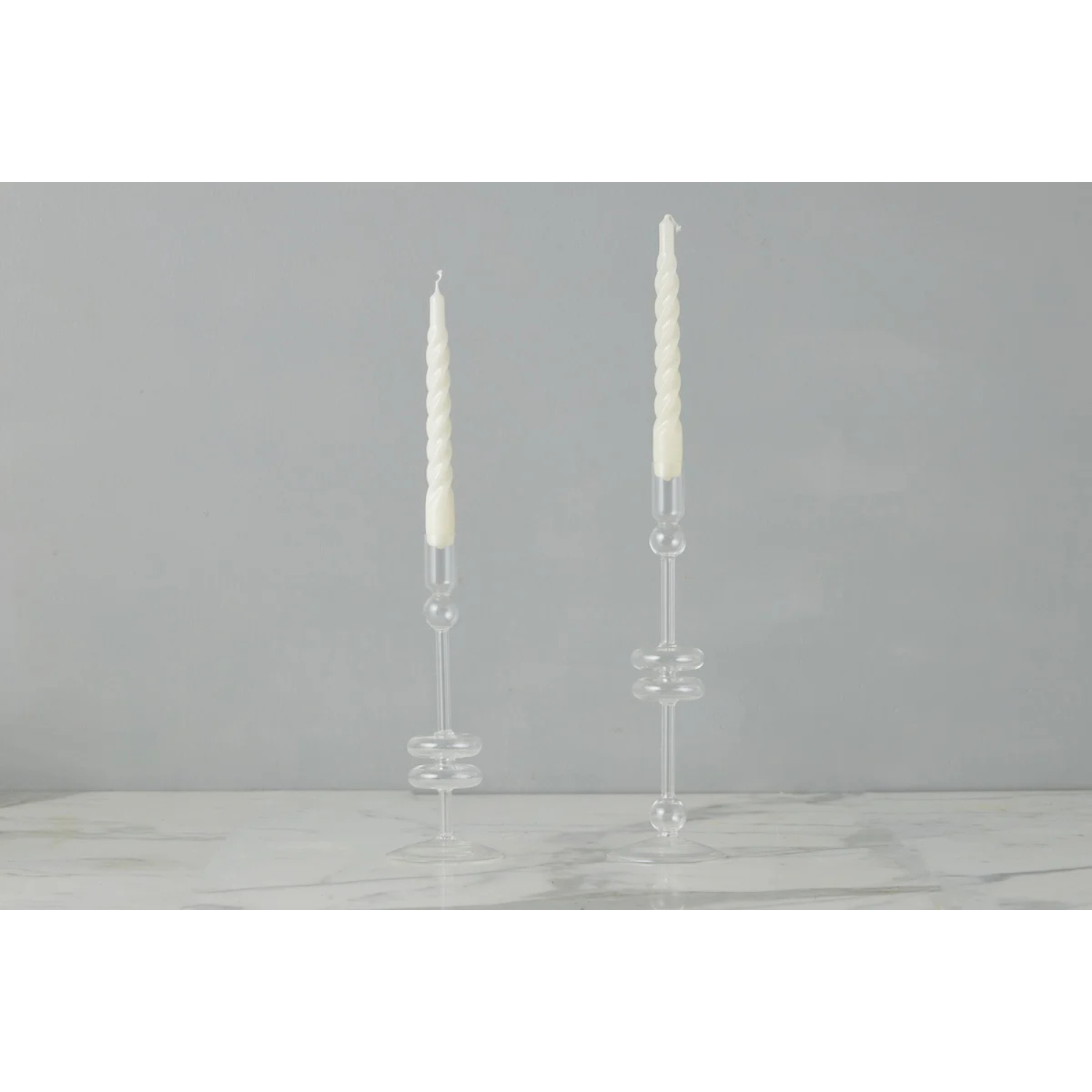 Clear Glass Candlestick Pairs - Medium