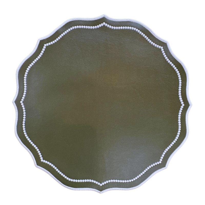Sloane Placemat with Dotted Border - Dark Olive (Set of 4)