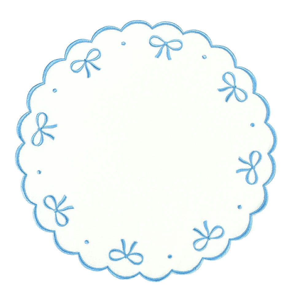 Studio Collection: Juliet Bows Placemats - White/Blue (Set of 4)