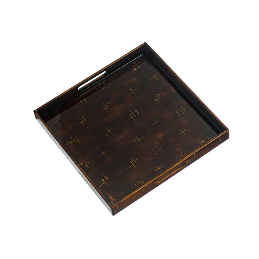Brown Lacquer Square Tray