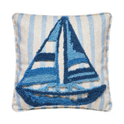 Seaside Sailboat Tufted Pillow