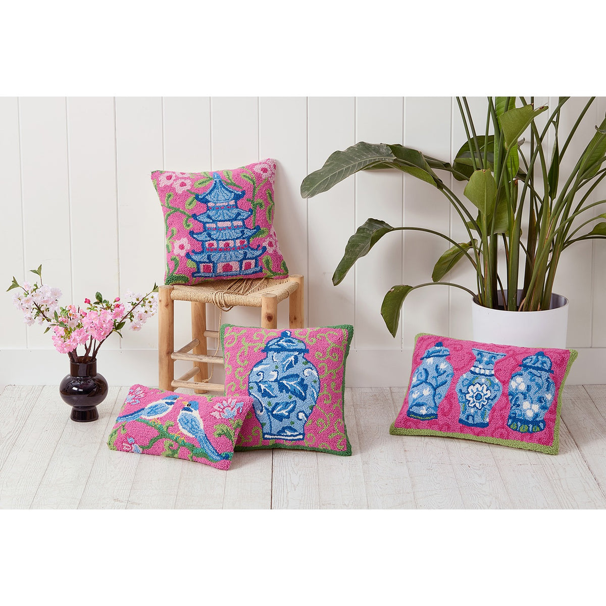 Chinoiserie Jars Poly Filled Hook Pillow