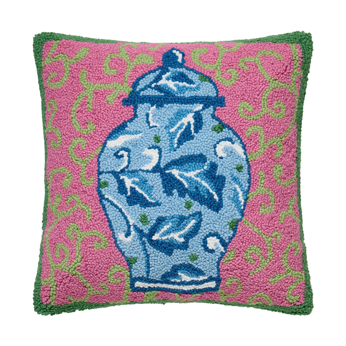 Bright Chinoiserie Jar Poly Filled Hook Pillow