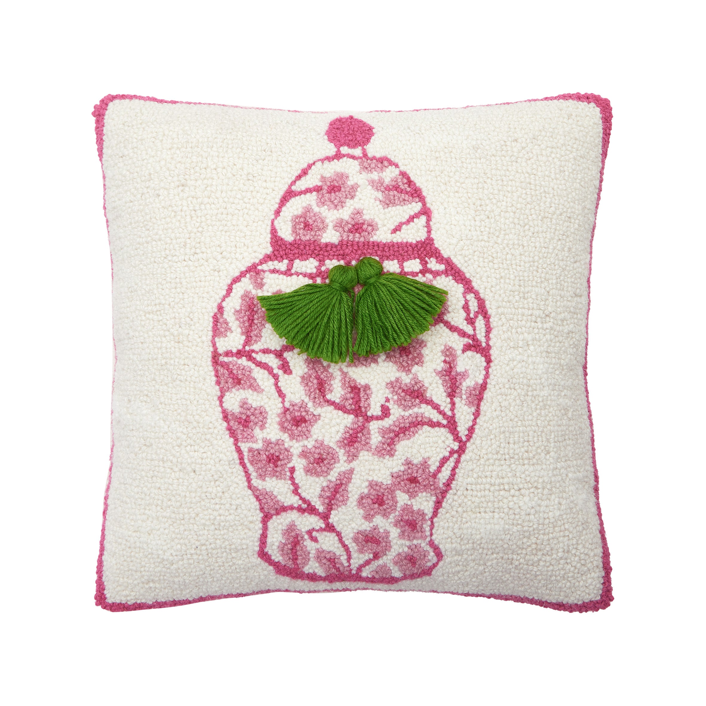Chinoiserie Vase w/ Tassels Hook Pillow