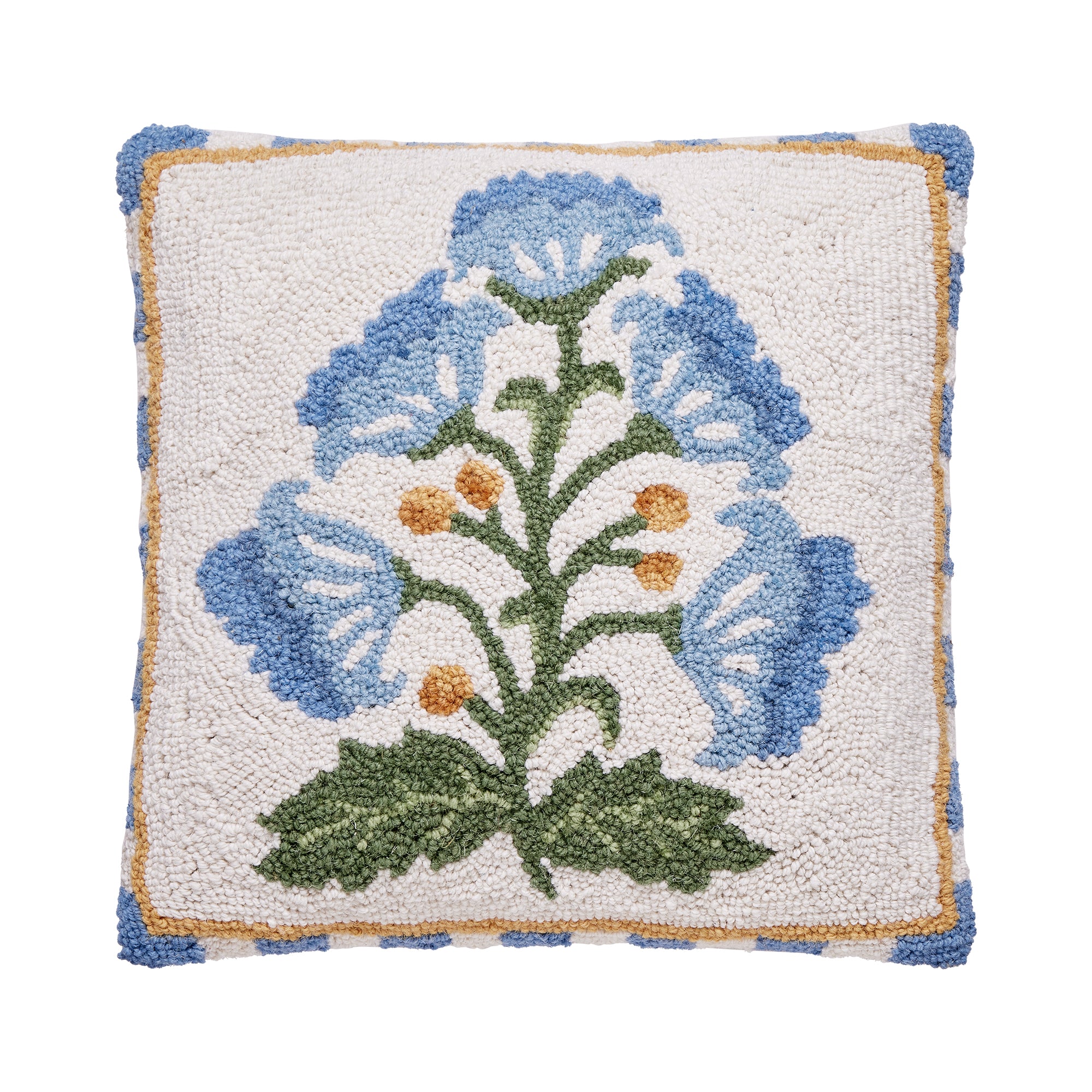 Mughal Flower in Blue Hook Pillow