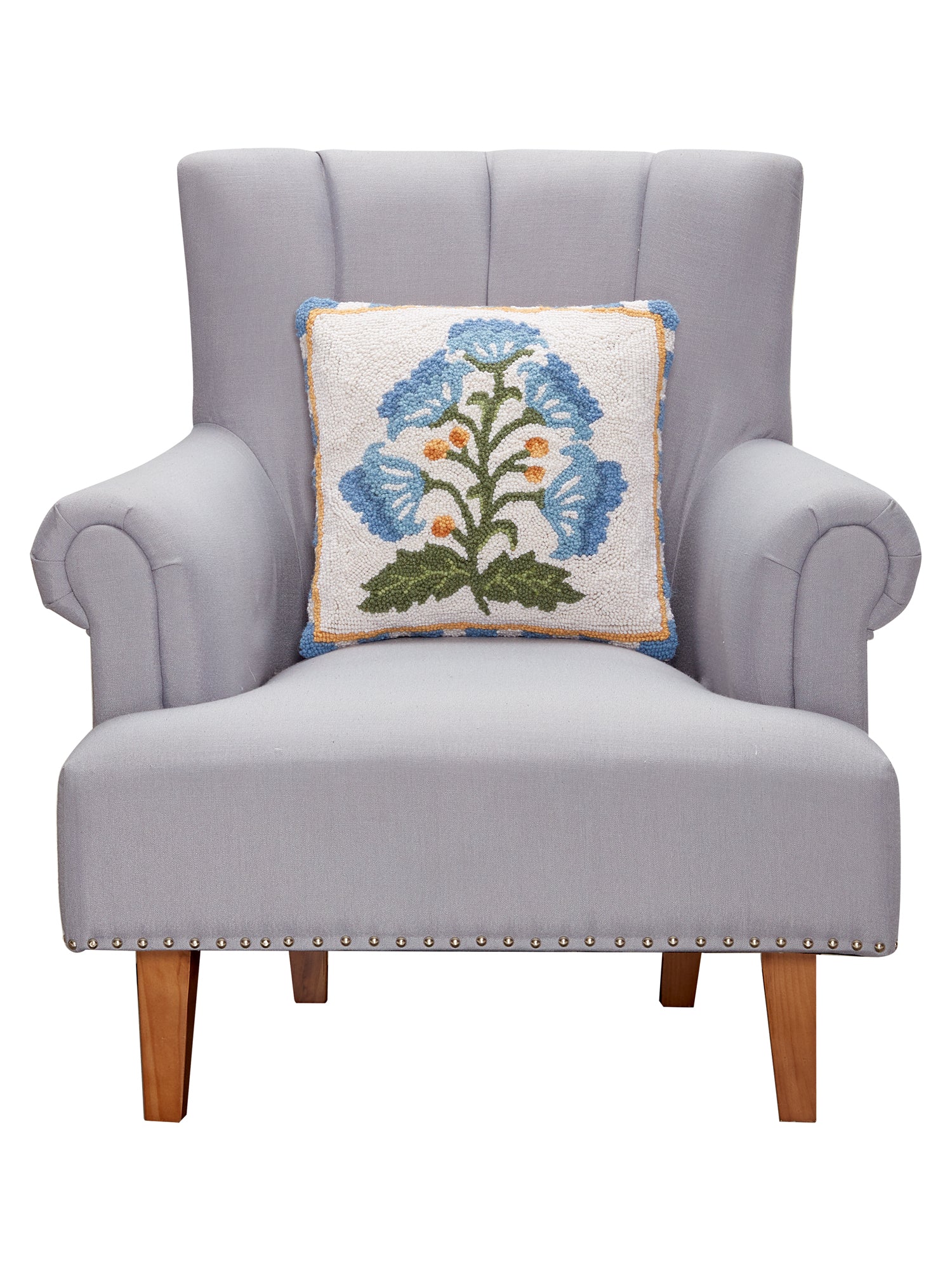 Mughal Flower in Blue Hook Pillow